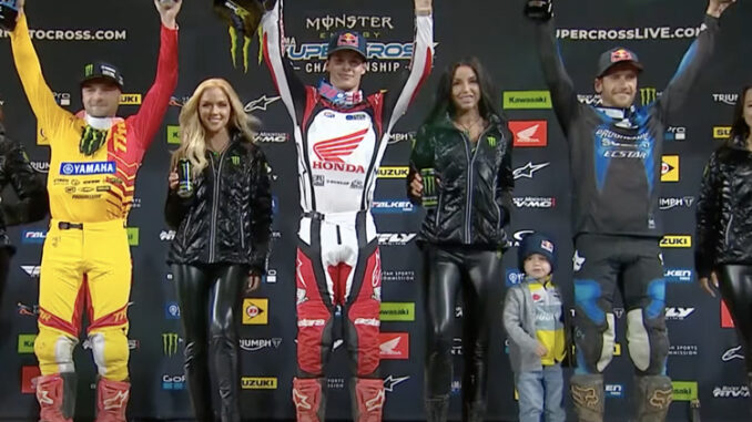 Jett Lawrence and Eli Tomac After winning the 2025 Daytona, Ken.